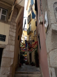 Colour party in Alfama: a typical street in the old district.