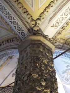 One of the morbidly decorated columns in the Bone Chapel