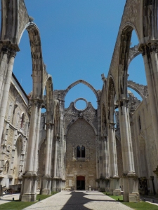 The nave of the 14th century Convento do Carmo (roofless since 1755)